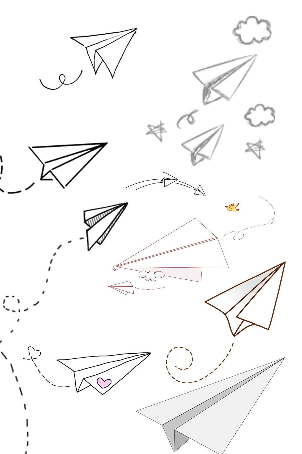 简笔画纸飞机免扣素材