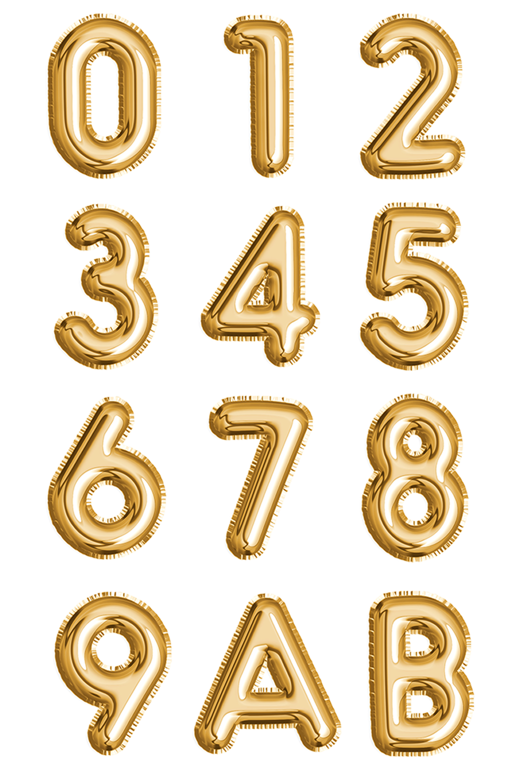 金属数字气球阿拉伯数字素材