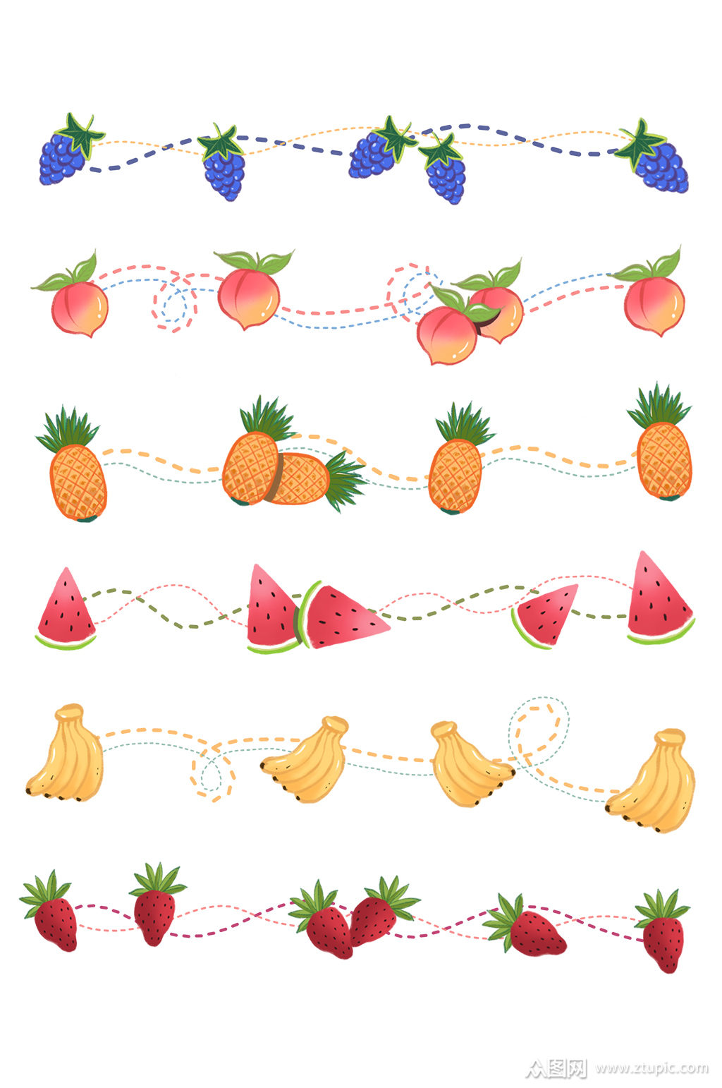 卡通可爱水果分割线素材