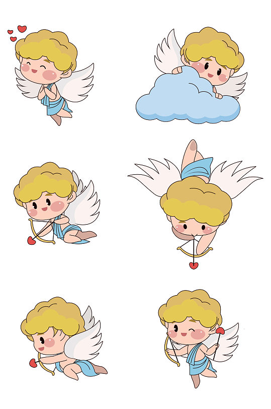 手绘可爱丘比特ai插画