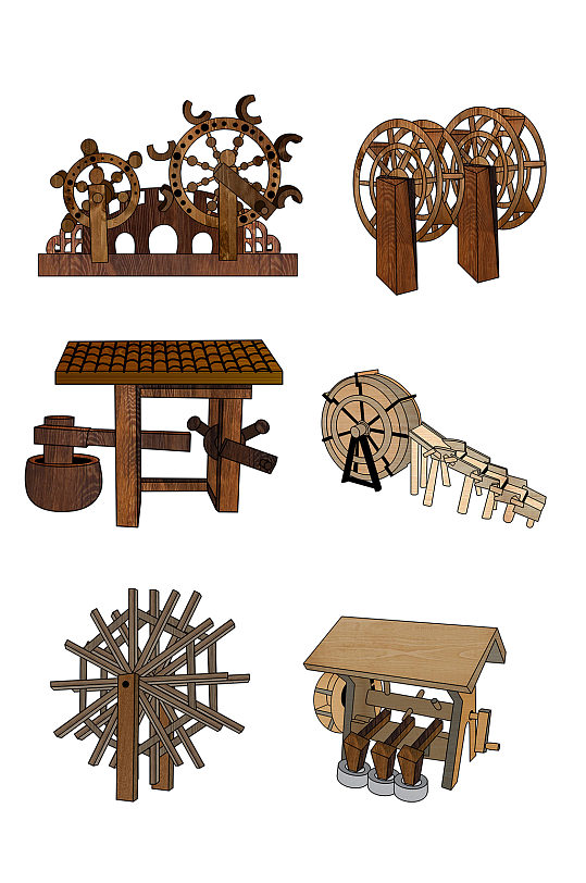 古代水车风水轮适量图