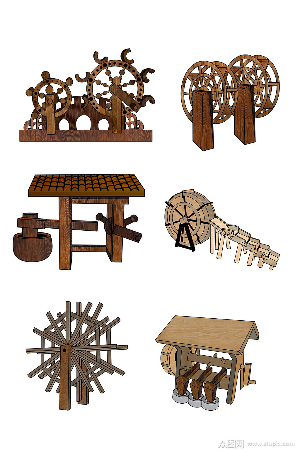 古代水车风水轮适量图