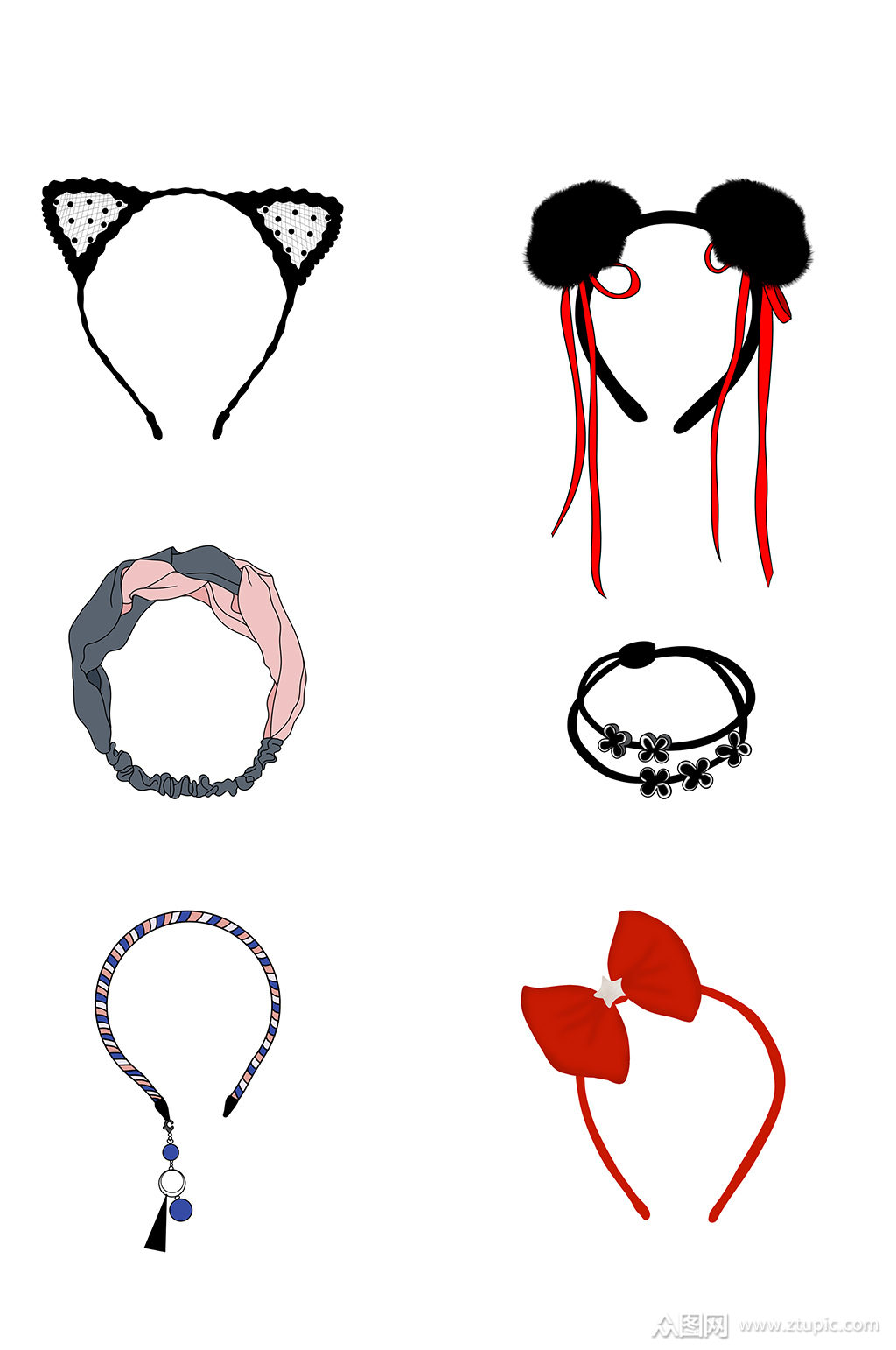 女生头饰发箍矢量图素材