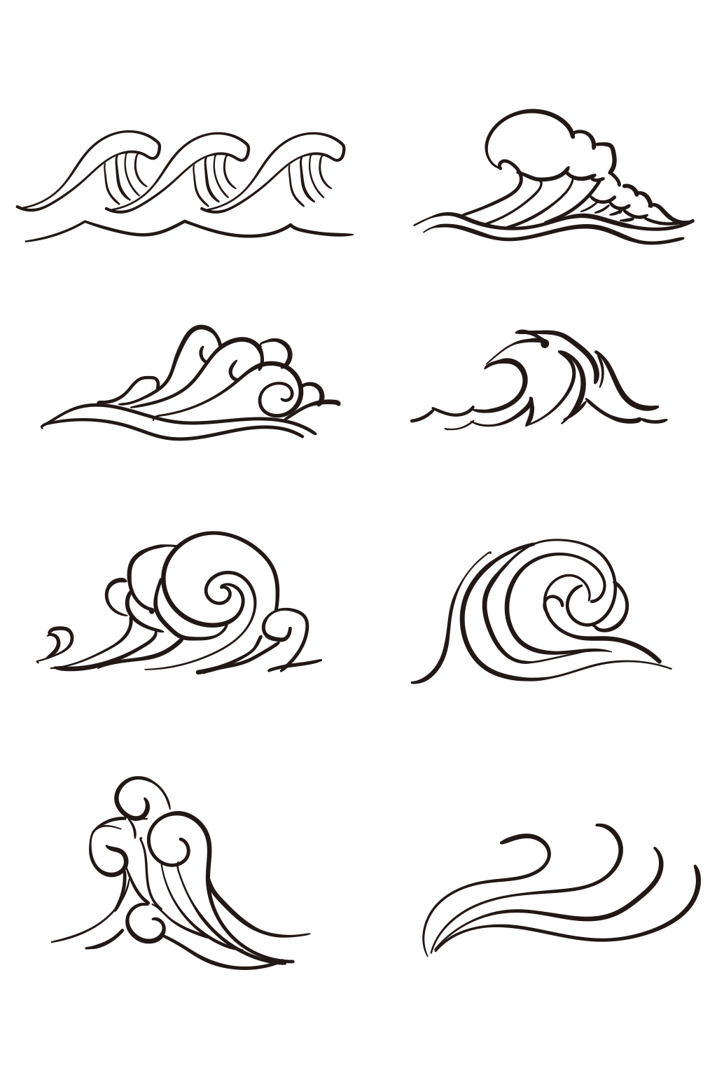 海水波浪简笔画可爱图片