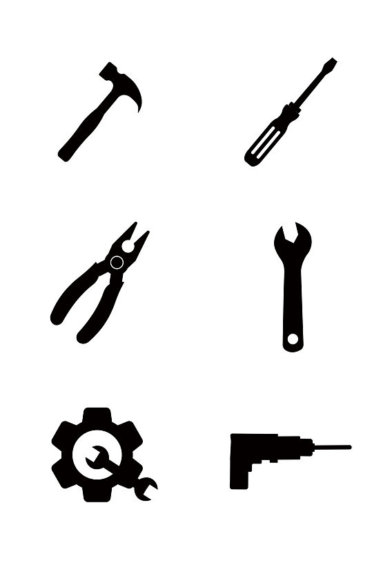 黑色汽车维修工具图标