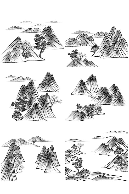 国画山水白描东方意境-众图网