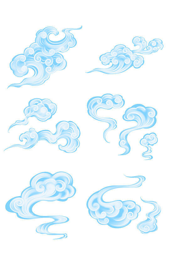 中国风白色立体祥云烟雾