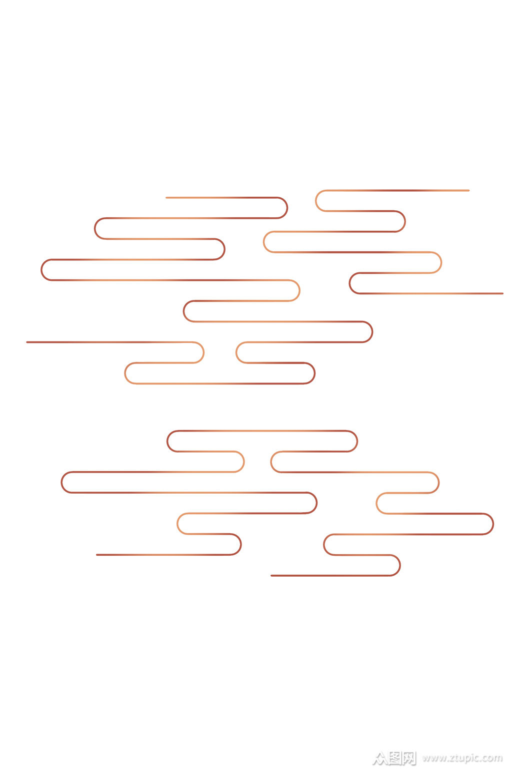 手绘古风红色矢量线条祥云