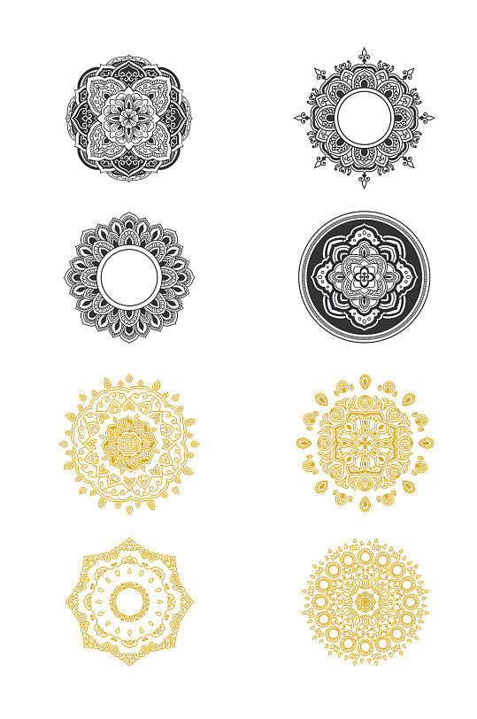 手绘抽象民族花纹矢量元素