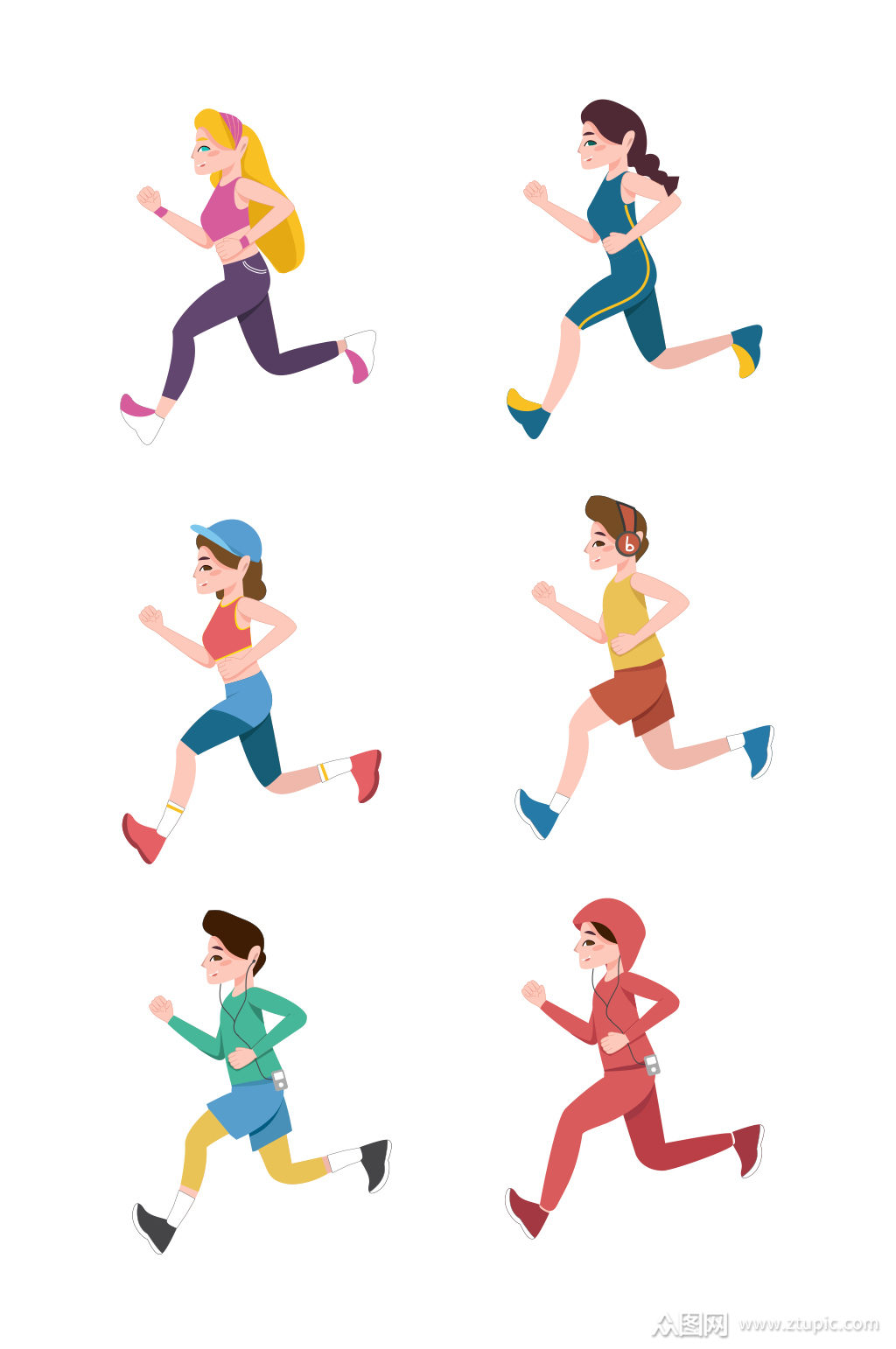 手绘夜跑人物素材
