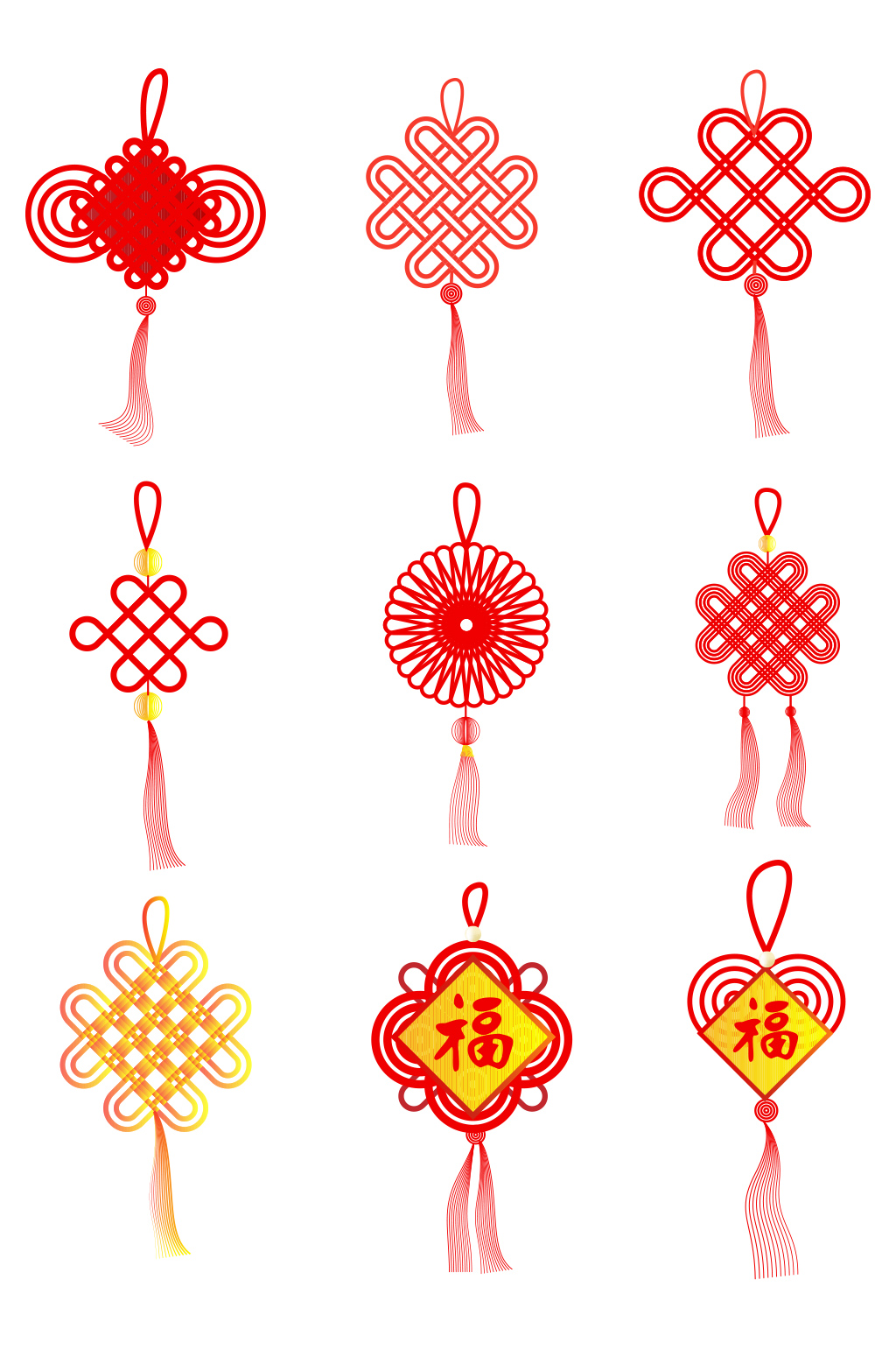中国结新年福字元素素材