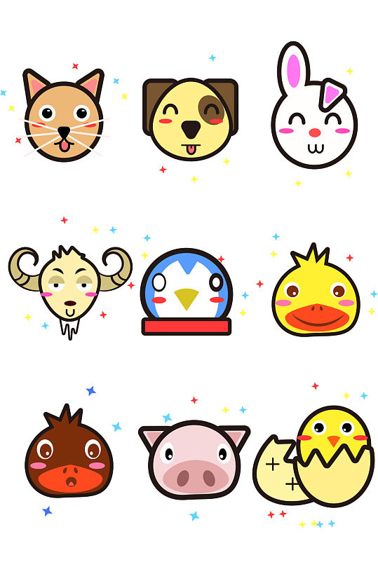 卡通动物表情元素可商用