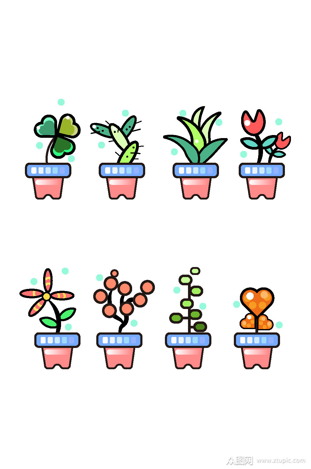 卡通盆栽植物花卉