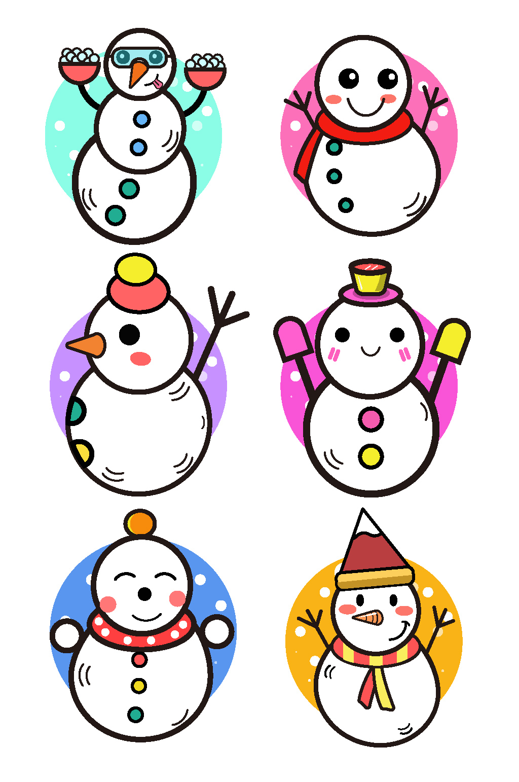 冬季元素卡通可爱雪人元素素材