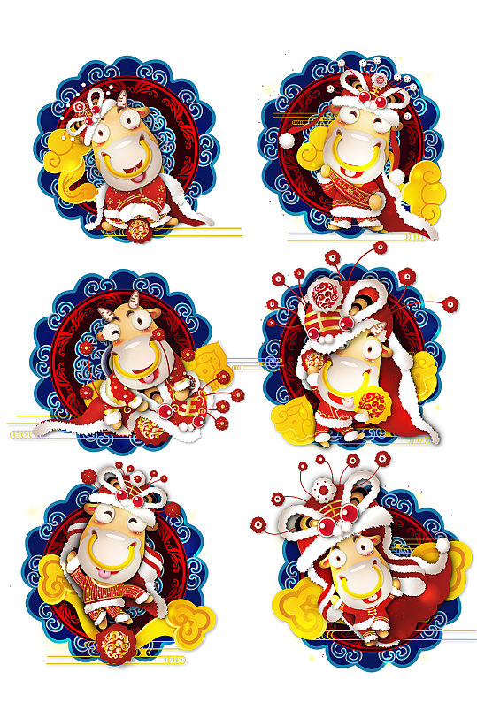 中国风春节可爱牛年