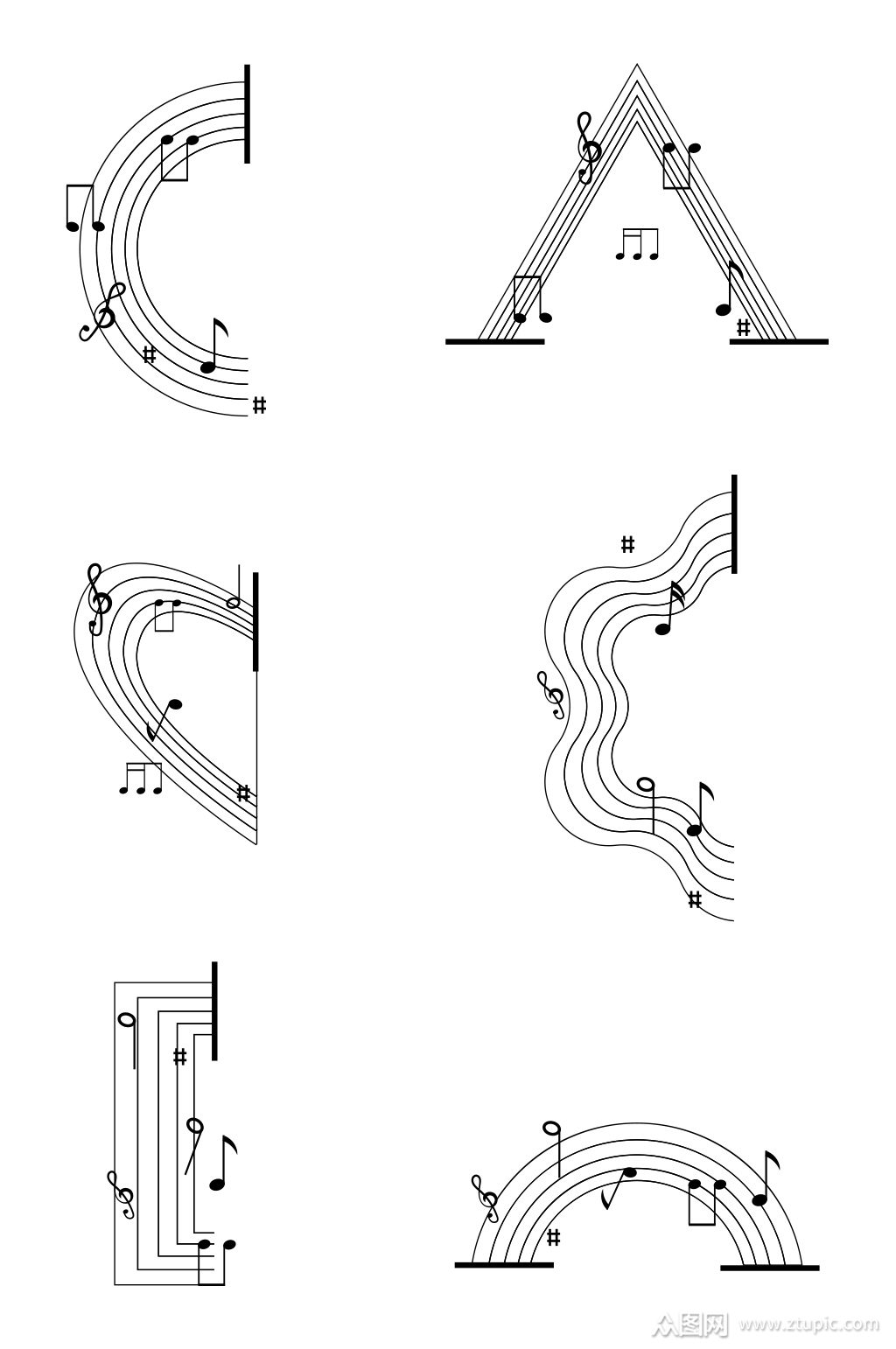 音符音乐五线谱矢量元素