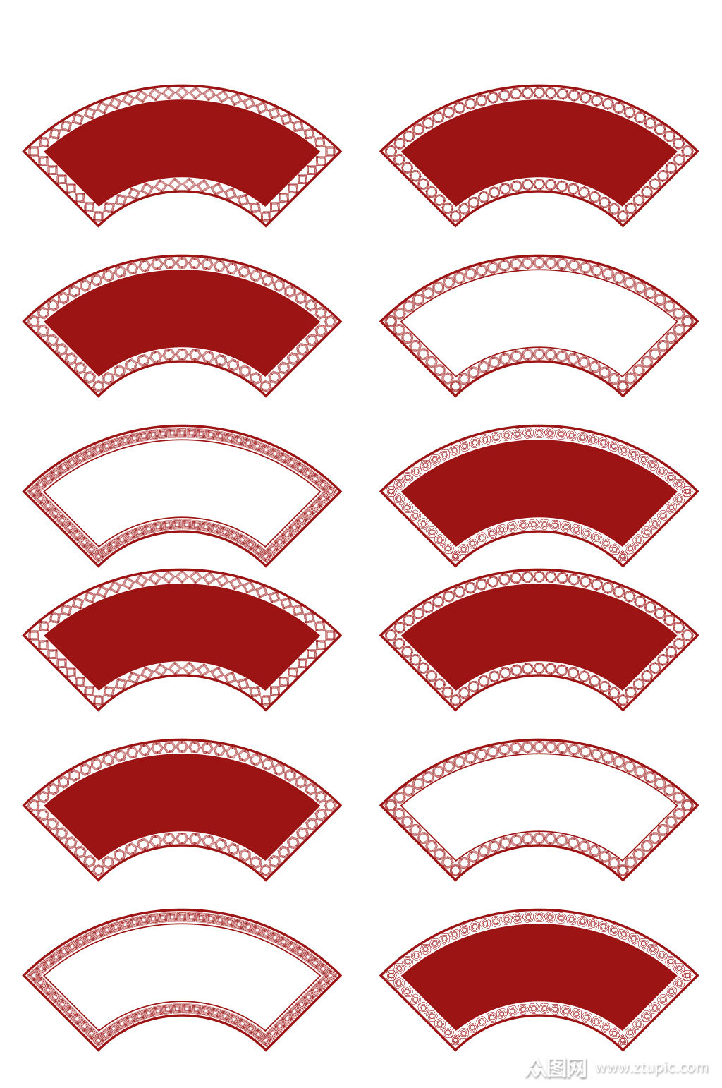 中国风红色扇形边框模板下载-编号437475-众图网