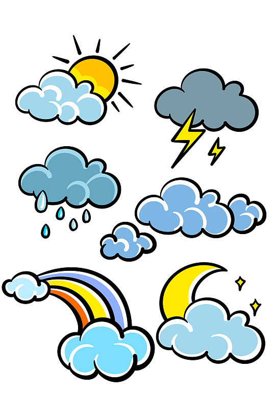 云朵天气闪电彩虹月亮