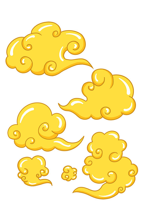 金色祥云卡通可爱云-众图网