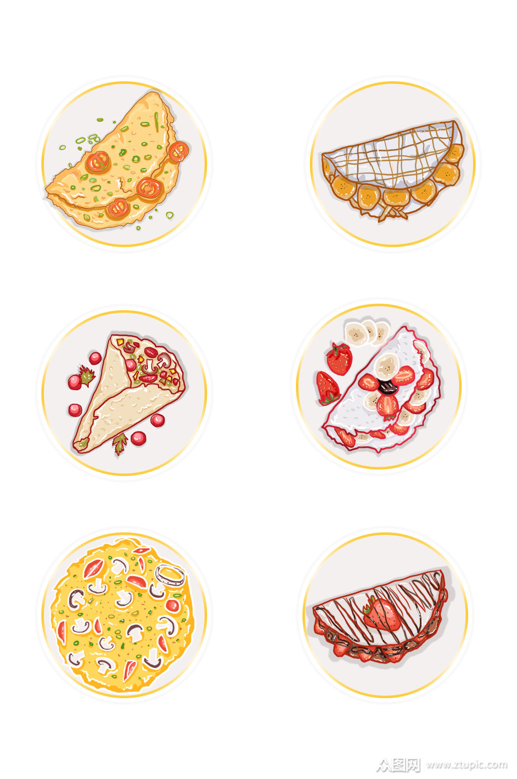 手绘早餐美食插画元素