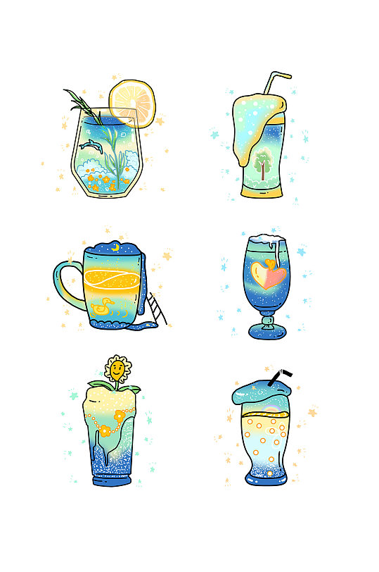 果冻明线风格果汁创意