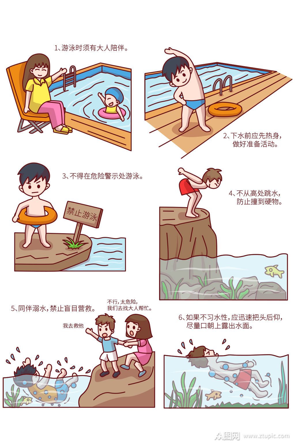 夏季游泳防溺水指南素材