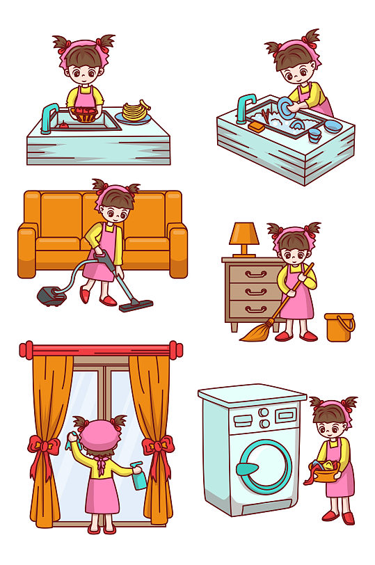 卡通洗碗图片-卡通洗碗素材下载-众图网