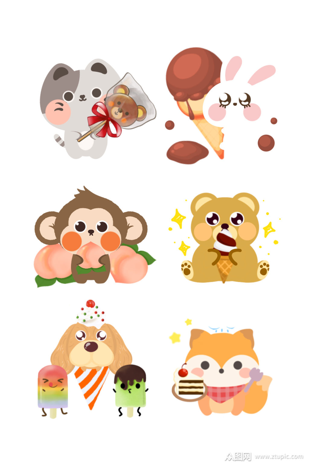 卡通吃货小动物png