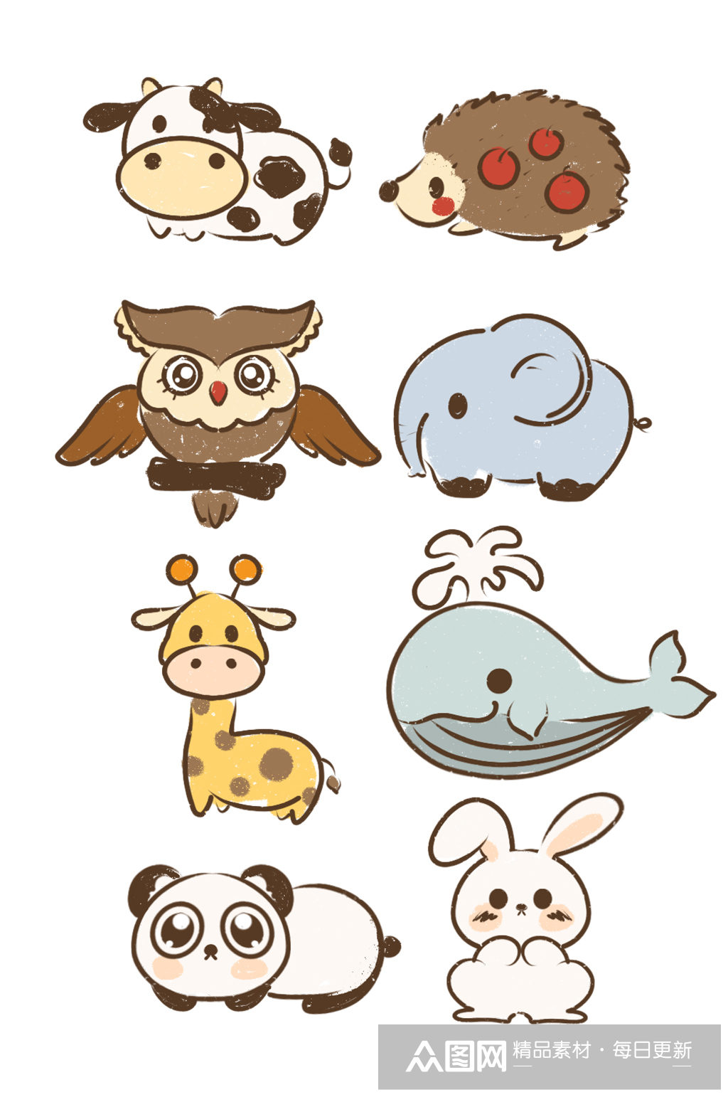 手绘黑板画卡通小动物们