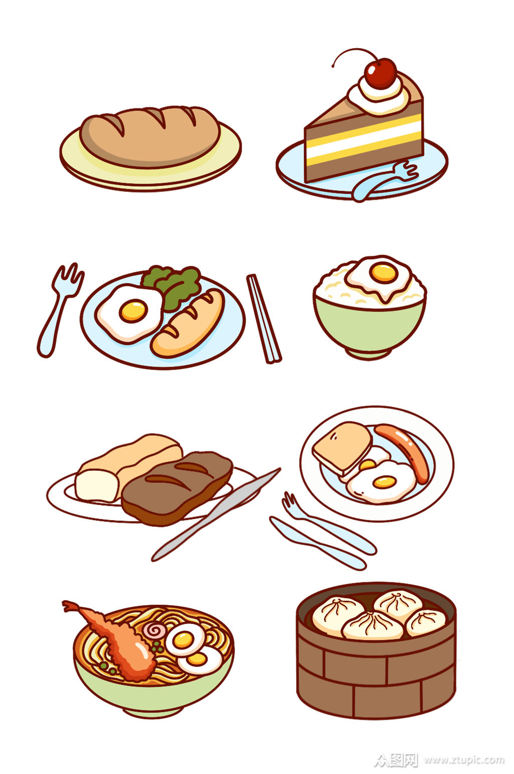 手绘卡通餐点png