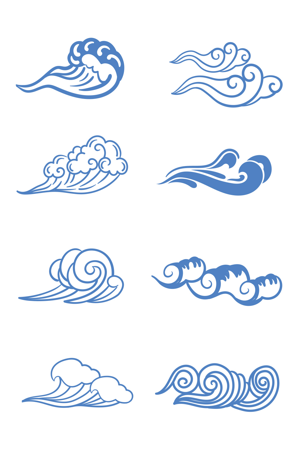 各种浪花手绘矢量元素蓝色浪花展板