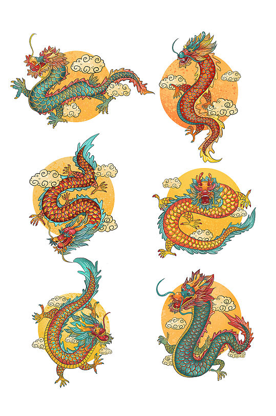 手绘中国风传统 龙元素 套图