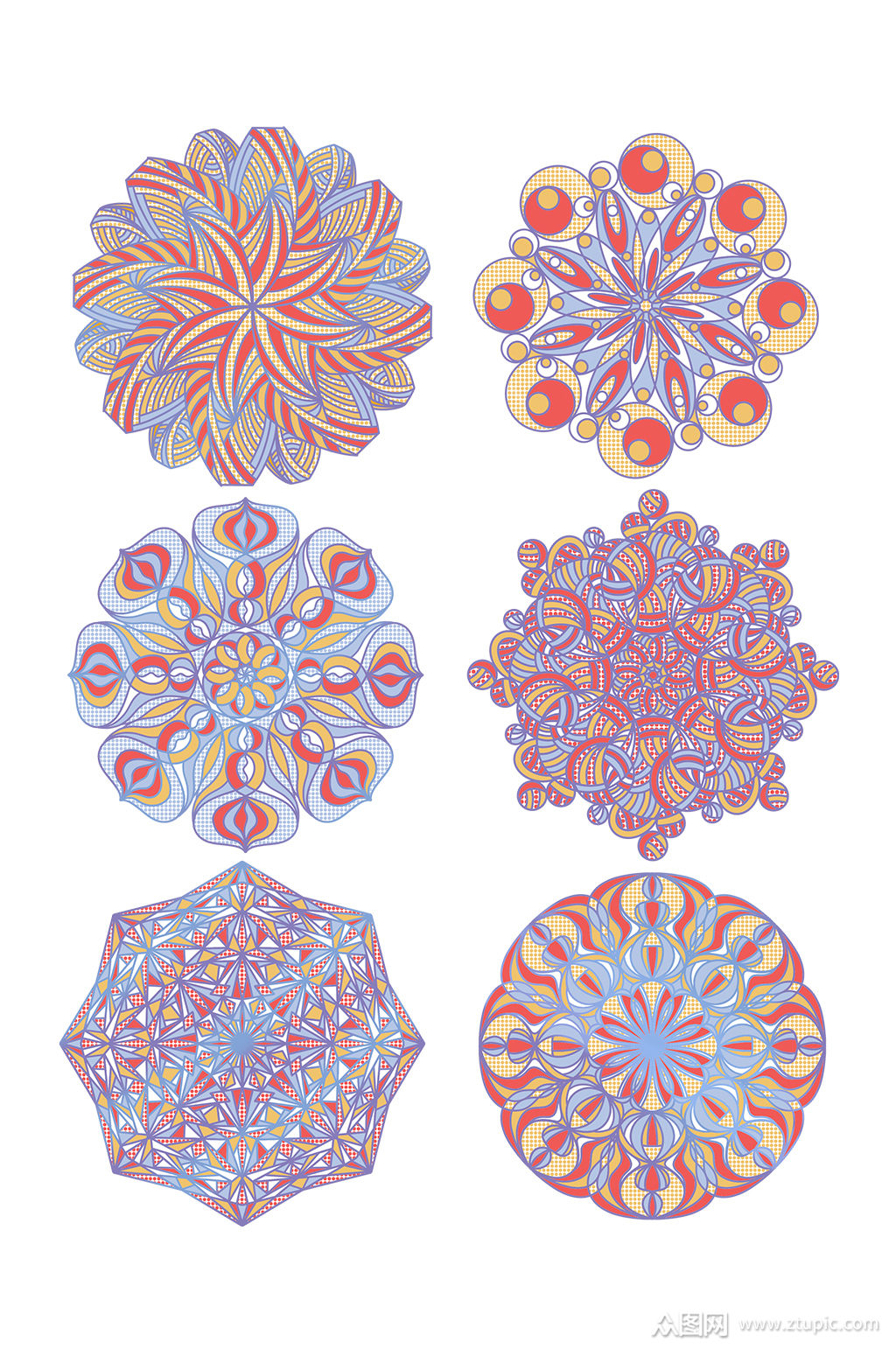 彩色平面花纹万花筒素材