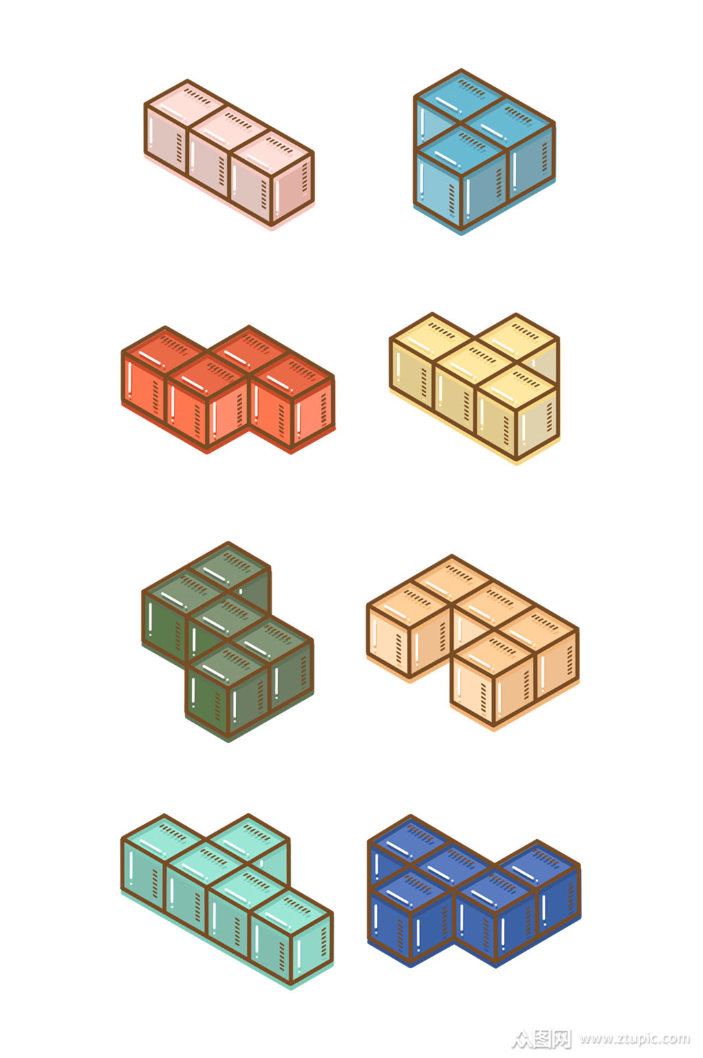 俄罗斯方块手绘元素素材