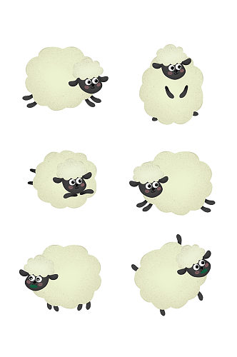 手绘插图简约可爱小绵羊