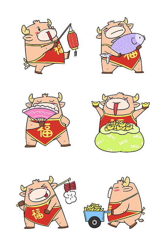 2021牛年可爱大嘴卡通坚果礼盒年货包装2021年酒红色牛年暴富网红新年