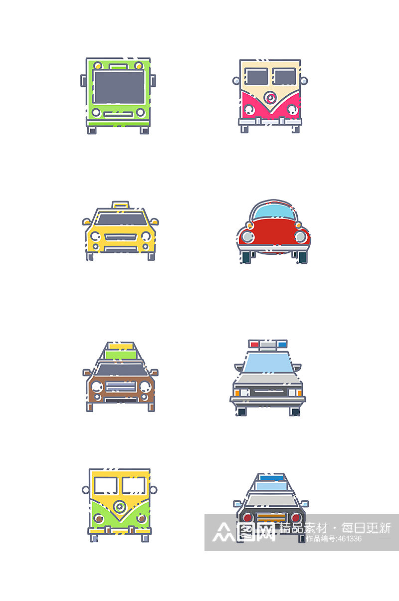 各种汽车车头插画图标素材