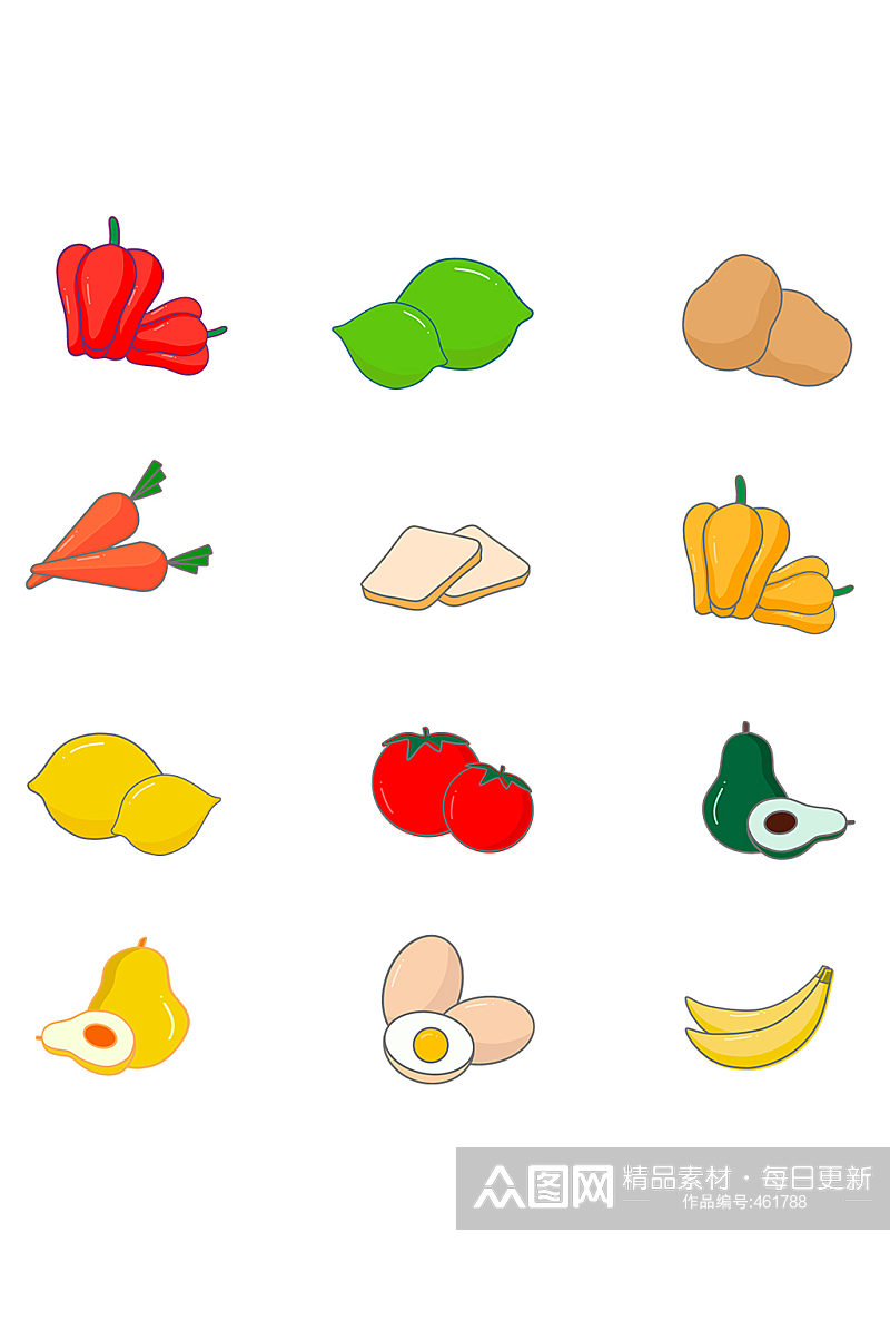扁平化食物icon元素素材