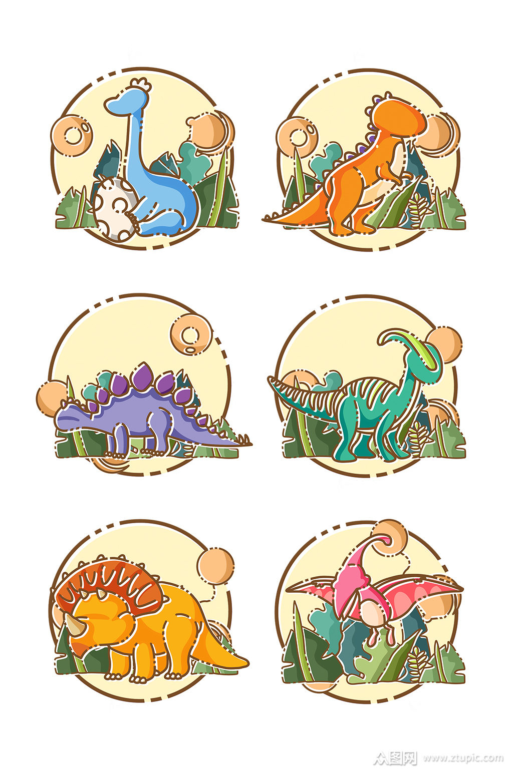 卡通恐龙设计元素