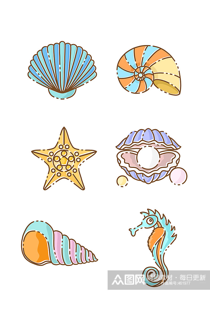 卡通海洋生物贝壳矢量素材