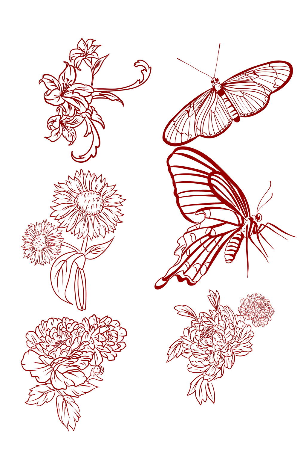 蝴蝶剪纸图案画法团花图片