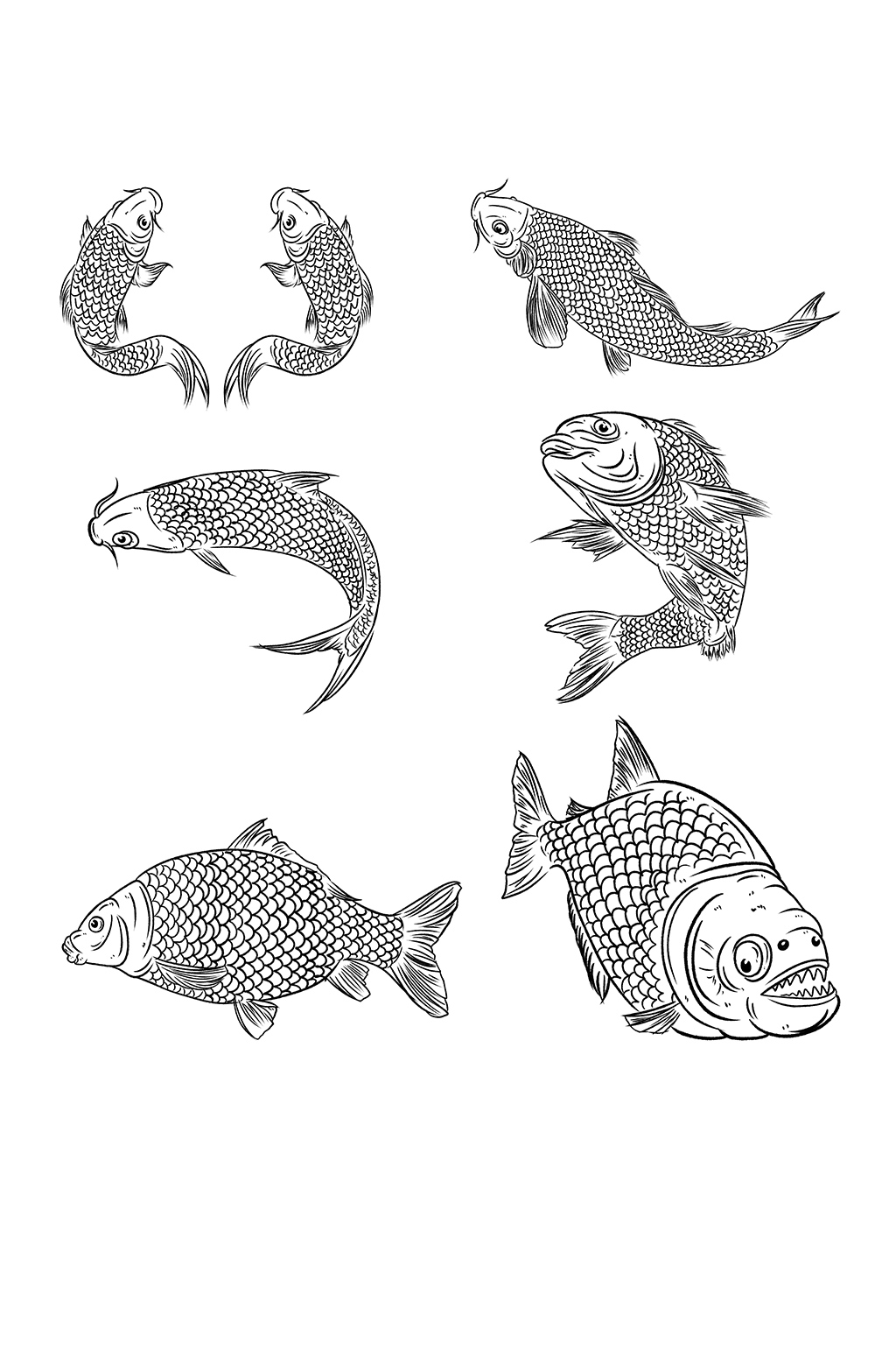 黑色的魚紋身插畫素材