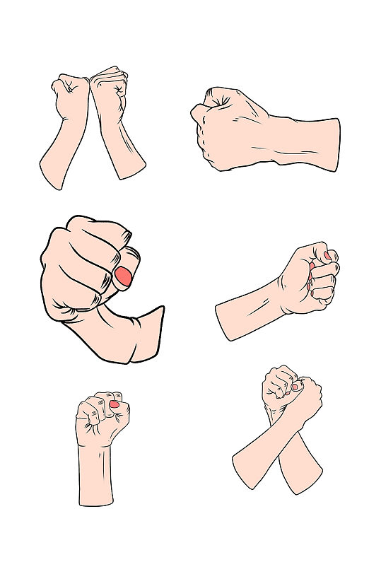 重拳出击的手势插画