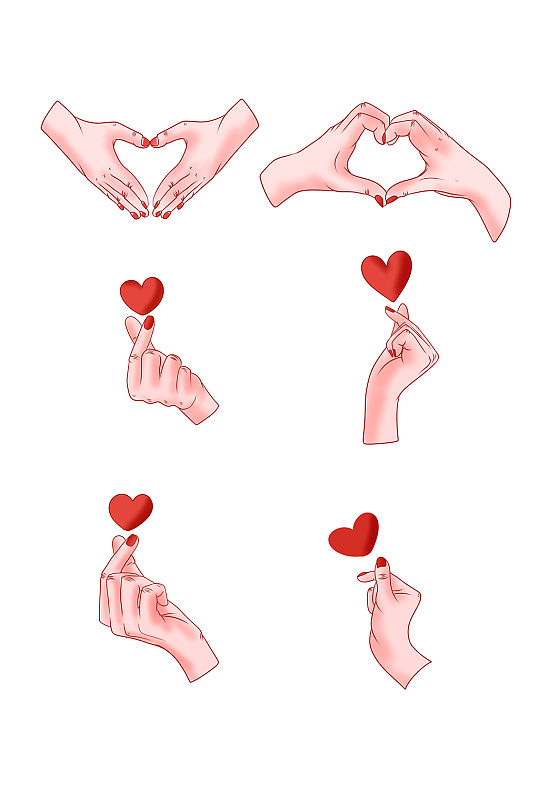 红色爱心双手比心透明-众图网
