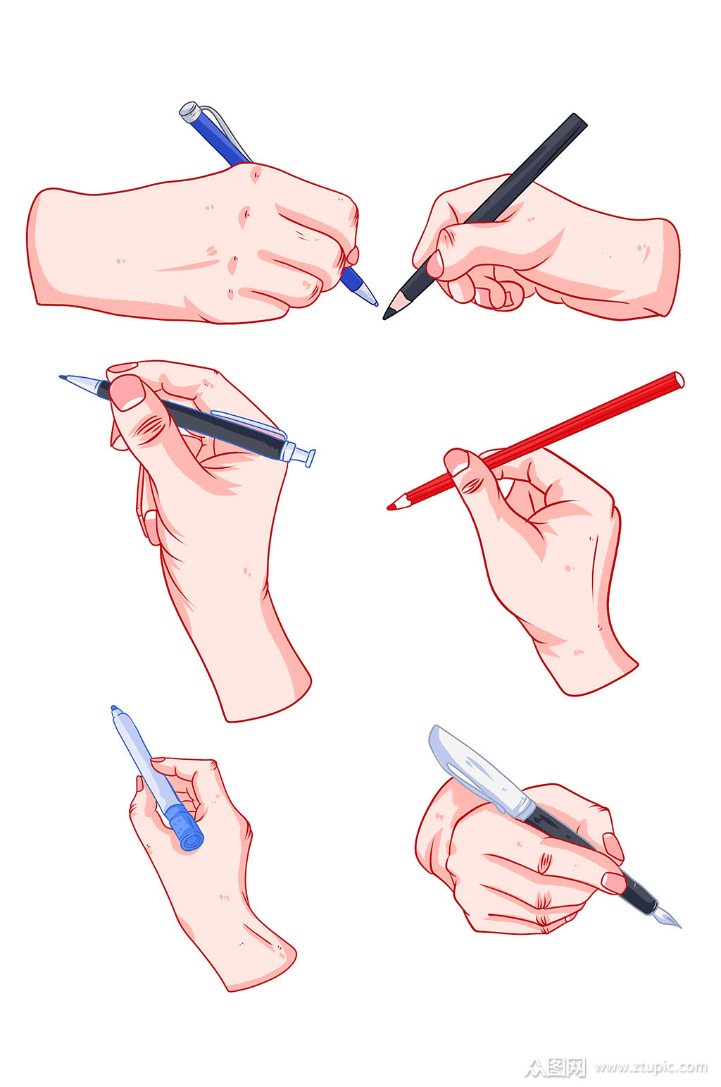 手拿笔写字练字书写素材