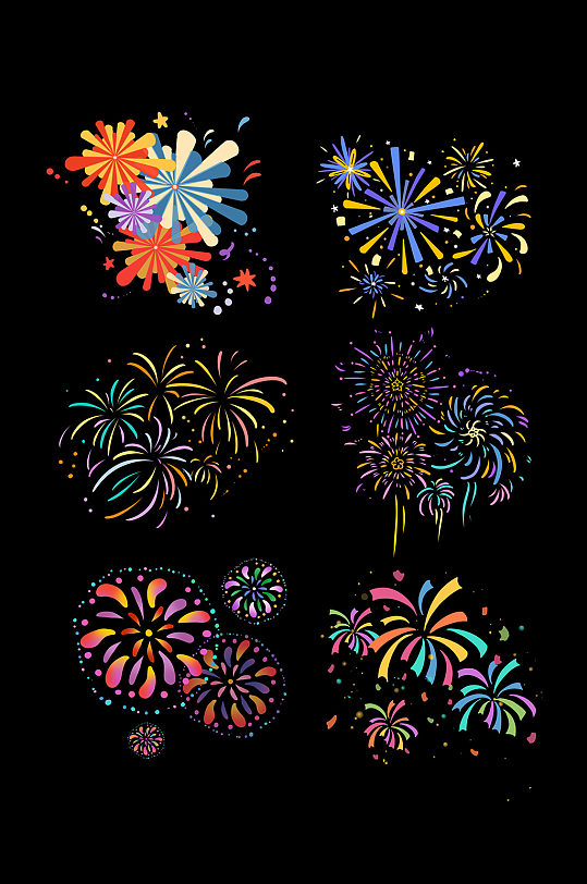 矢量手绘卡通烟花矢量图