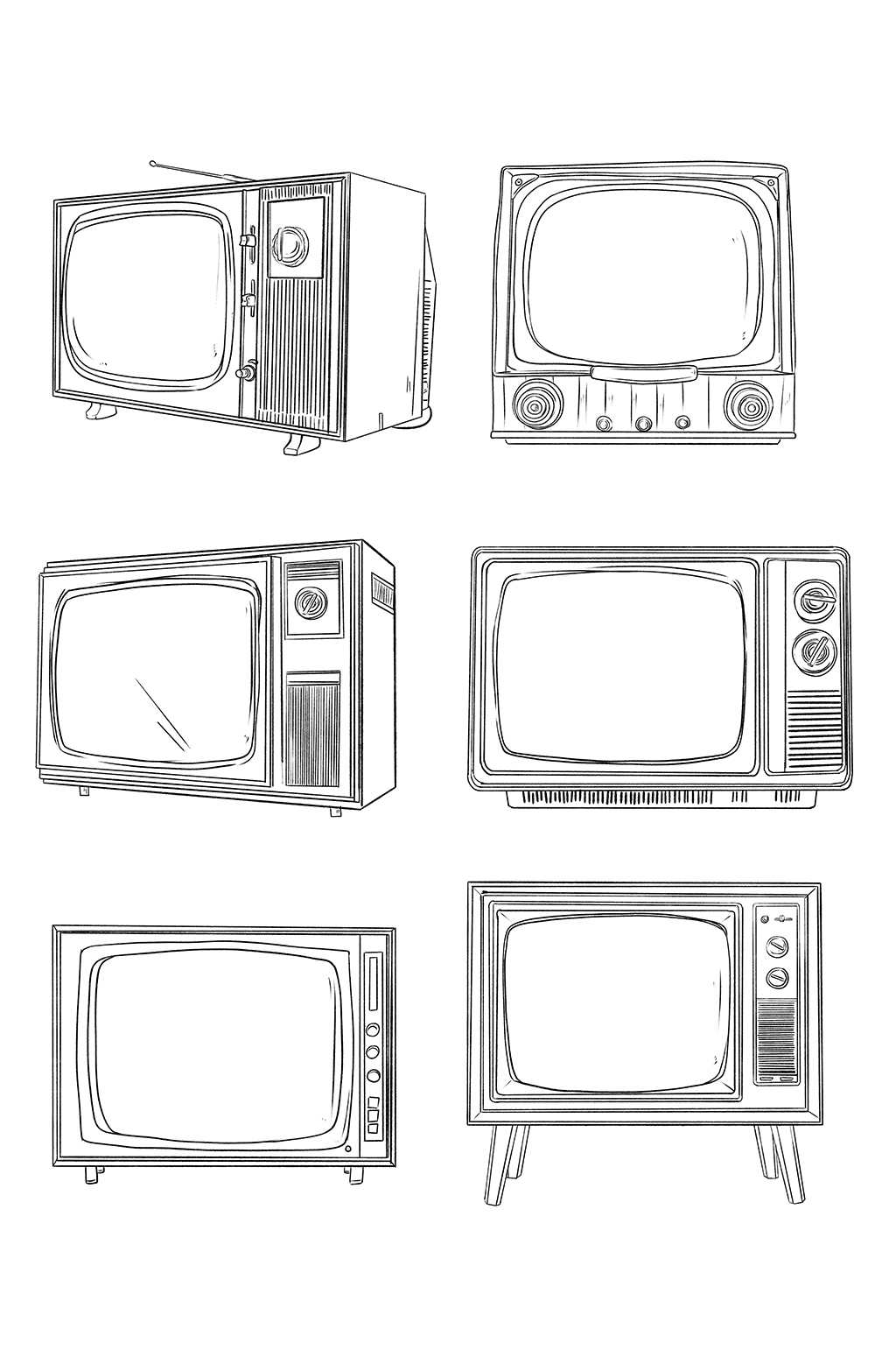 黑白电视机简笔元素