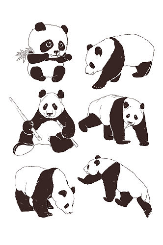 中国风手绘国宝熊猫