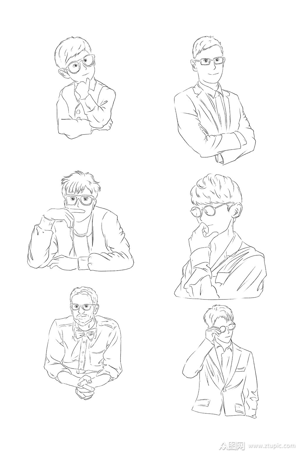 帅气眼镜男人剪影素材