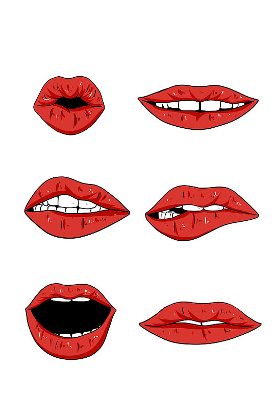 矢量卡通嘴巴说话表情-众图网